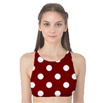Polka Dots - White on Maroon Red Tank Bikini Top