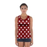 Polka Dots - White on Maroon Red Women s Sport Tank Top