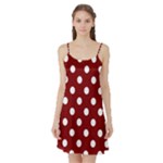 Polka Dots - White on Maroon Red Satin Night Slip