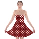 Polka Dots - White on Maroon Red Strapless Bra Top Dress