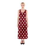 Polka Dots - White on Maroon Red Full Print Maxi Dress