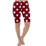 Polka Dots - White on Maroon Red Cropped Leggings