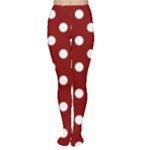 Polka Dots - White on Maroon Red Women s Tights