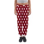 Polka Dots - White on Maroon Red Women s Jogger Sweatpants