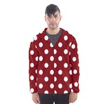 Polka Dots - White on Maroon Red Hooded Wind Breaker (Men)