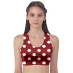 Polka Dots - White on Maroon Red Women s Sports Bra