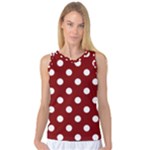 Polka Dots - White on Maroon Red Women s Basketball Tank Top