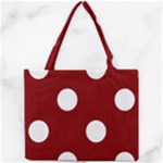 Polka Dots - White on Maroon Red Mini Tote Bag
