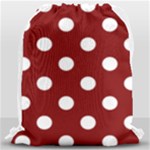 Polka Dots - White on Maroon Red Drawstring Bag (Large)