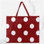Polka Dots - White on Maroon Red Zipper Large Tote Bag