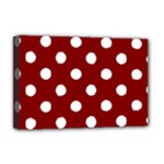 Polka Dots - White on Maroon Red Deluxe Canvas 18  x 12  (Stretched)