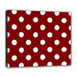 Polka Dots - White on Maroon Red Deluxe Canvas 24  x 20  (Stretched)