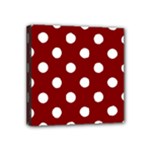 Polka Dots - White on Maroon Red Mini Canvas 4  x 4  (Stretched)