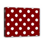 Polka Dots - White on Maroon Red Canvas 10  x 8  (Stretched)