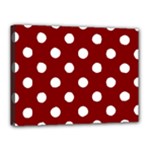 Polka Dots - White on Maroon Red Canvas 16  x 12  (Stretched)