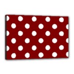 Polka Dots - White on Maroon Red Canvas 18  x 12  (Stretched)