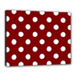 Polka Dots - White on Maroon Red Canvas 20  x 16  (Stretched)