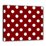 Polka Dots - White on Maroon Red Canvas 24  x 20  (Stretched)