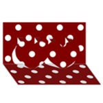 Polka Dots - White on Maroon Red Twin Hearts 3D Greeting Card (8x4)