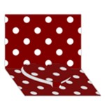 Polka Dots - White on Maroon Red Heart Bottom 3D Greeting Card (7x5)