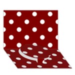 Polka Dots - White on Maroon Red Circle Bottom 3D Greeting Card (7x5)