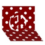 Polka Dots - White on Maroon Red Peace Sign 3D Greeting Card (7x5)