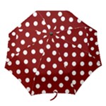 Polka Dots - White on Maroon Red Folding Umbrella