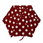 Polka Dots - White on Maroon Red Mini Umbrella