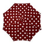 Polka Dots - White on Maroon Red Golf Umbrella