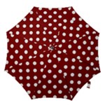 Polka Dots - White on Maroon Red Hook Handle Umbrella (Medium)