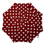 Polka Dots - White on Maroon Red Hook Handle Umbrella (Small)