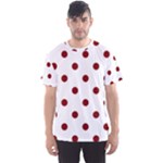 Polka Dots - Maroon Red on White Men s Sport Mesh Tee