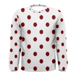 Polka Dots - Maroon Red on White Men s Long Sleeve T-shirt