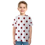 Polka Dots - Maroon Red on White Kid s Sport Mesh Tee