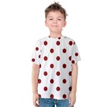 Polka Dots - Maroon Red on White Kid s Cotton Tee