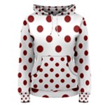 Polka Dots - Maroon Red on White Women s Pullover Hoodie