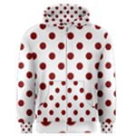 Polka Dots - Maroon Red on White Men s Zipper Hoodie