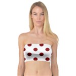 Polka Dots - Maroon Red on White Bandeau Top
