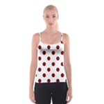 Polka Dots - Maroon Red on White Spaghetti Strap Top