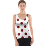 Polka Dots - Maroon Red on White Tank Top