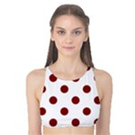 Polka Dots - Maroon Red on White Tank Bikini Top