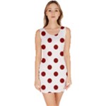 Polka Dots - Maroon Red on White Bodycon Dress