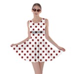 Polka Dots - Maroon Red on White Skater Dress