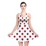 Polka Dots - Maroon Red on White Reversible Skater Dress