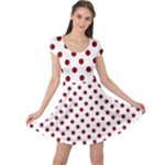 Polka Dots - Maroon Red on White Cap Sleeve Dress
