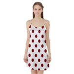 Polka Dots - Maroon Red on White Satin Night Slip