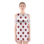 Polka Dots - Maroon Red on White Women s Cutout Shoulder Dress