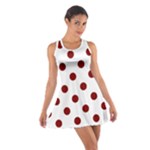 Polka Dots - Maroon Red on White Cotton Racerback Dress