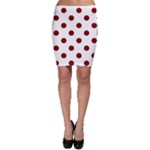 Polka Dots - Maroon Red on White Bodycon Skirt