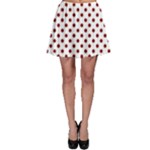 Polka Dots - Maroon Red on White Skater Skirt
